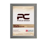Procut Global Classic Dark Grey Picture Frame - 11x9 Photo Frame with Safe Perspex Front & Wall Hooks - Superior Engineered Wood - Handmade in UK