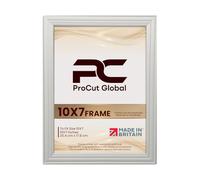 Procut Global Classic Light Grey Picture Frame - 10x7 Photo Frame with Safe Perspex Front & Wall Hooks - Superior Engineered Wood - Handmade in UK