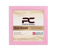 Procut Global Classic Pastel Pink Picture Frame - 8x8 Photo Frame with Safe Perspex Front & Wall Hooks - Superior Engineered Wood - Handmade in UK