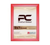 Procut Global Classic Red Picture Frame - 9x7 Photo Frame with Safe Perspex Front & Wall Hooks - Superior Engineered Wood - Handmade in UK