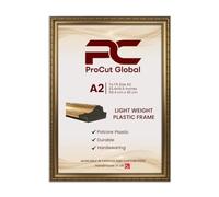Procut Global Ornate Gold Vintage Picture Frames For Photos - A2 | Engineered Wood With Clear Perspex Front For Shabby Chic Wall Art Display - Ideal For Posters, Prints, Artwork & Home Decor