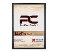 Procut Global Picture Frames 14x11 Black - Modern 14x11 Frames With Safe Perspex Front & Wall Hanging Hooks - Premium Synthetic Wood-Handmade Frames