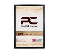 Procut Global Picture Frames 14x11 Black -Sleek 14x11 Poster Frames With Safe Perspex Front & Wall Hanging Hooks - Premium Synthetic Wood-Handmade Frames