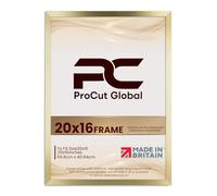 Procut Global Picture Frames 20x16 Gold - Modern 20x16 Frames With Safe Perspex Front & Wall Hanging Hooks - Premium Synthetic Wood-Handmade Frames