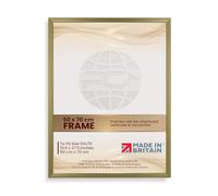 Procut Global Picture Frames 50x70 cm Gold - Classic 50x70 Frame With Safe Perspex Front & Wall Hanging Hooks - Premium Synthetic Wood - Handmade Frames
