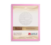 Procut Global Picture Frames 50x70 cm Pastel Pink - Classic 50x70 Frames With Safe Perspex Front & Wall Hanging Hooks - Premium Synthetic Wood - Handmade Frames