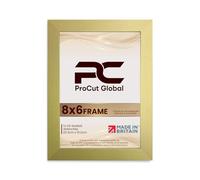 Procut Global Picture Frames 6x8 Gold - Modern 6x8 Frames With Safe Perspex Front & Wall Hanging Hooks - Premium Synthetic Wood-Handmade Frames