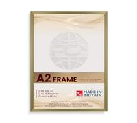 Procut Global Picture Frames A2 Gold - Classic A2 Frames With Safe Perspex Front & Wall Hanging Hooks - Premium Synthetic Wood - Handmade Frames