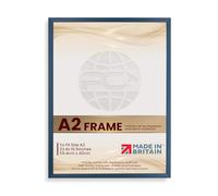 Procut Global Picture Frames A2 Navy Blue - Classic A2 Frame With Safe Perspex Front & Wall Hanging Hooks - Premium Synthetic Wood - Handmade Frames