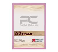 Procut Global Picture Frames A2 Pastel Pink - Modern A2 Photo Frames With Safe Perspex Front & Wall Hanging Hooks - Premium Synthetic Wood-Handmade Frames