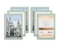 Procut Global Picture Frames A4 Green (Pack of 6) - Modern A4 Photo Frames With Safe Perspex Front & Wall Hanging Hooks - Premium Synthetic Wood-Handmade Frames