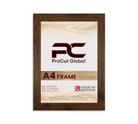 Procut Global Picture Frames A4 Walnut - Modern A4 Frames With Safe Perspex Front & Wall Hanging Hooks - Premium Synthetic Wood-Handmade Frames