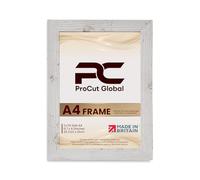 Procut Global Picture Frames A4 White Rustic - Modern A4 Frames With Safe Perspex Front & Wall Hanging Hooks - Premium Synthetic Wood-Handmade Frames