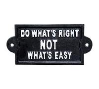 Prodbuy Home Cast Iron Wall Sign In A Variety Of Designs (Black Do What's Right Not What's Easy)