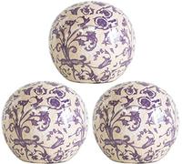 Prodbuy-Limited Set of 3 x 11cm Crackle Glazed Ceramic Decorative Garden Balls Spheres Ornaments
