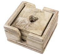 ProdBuy Limited Set of 6 Square Carved Heart Coasters with Holder