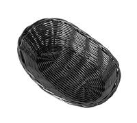 Prodbuy [Pack of 4] Oval Black 23cm Poly Rattan Wicker Storage Baskets