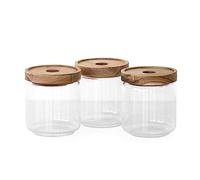 Prodbuy Set of 3 Small 400ml Glass Storage Jars with Wooden Lids