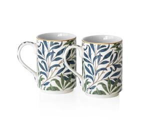 Prodbuy Set of 4 Dark Blue & White Floral Coffee Mugs 310ml William Morris