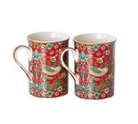 Prodbuy Set of 4 Red Floral Coffee Mugs 260ml