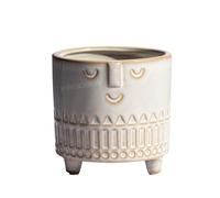 Prodbuy Small Mini Grey Aztec Face 420ml Glazed 10cm Ceramic Plant Pot Cover