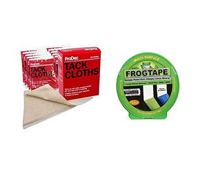 ProDec 10 pack Tack Cloths for Removing Sanding Dust & Frog Tape Green Multi Surface Painters Masking Tape, Indoor Painting and Decorating For Sharp Lines and No Paint Bleed 36mm X 41.1m