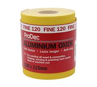 ProDec 10m Roll 120 Grit Fine Grade Yellow Aluminium Oxide Abrasive Sanding Paper for Sanding Wood, Paint, Plaster, Filler, Metal and More, 115mm Wide Sandpaper Compatible with Machine Sanders