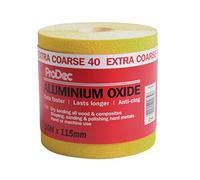 ProDec 10m Roll 40 Grit Extra Coarse Grade Yellow Aluminium Oxide Abrasive Sanding Paper for Sanding Wood, Paint, Plaster, Filler, Metal and More, 115mm Wide Sandpaper Compatible with Machine Sanders