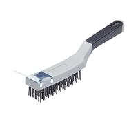 ProDec 11 inch Wire Brush with Scraper, 4 High Density Rows of Steel Wire for Heavy Duty Cleaning of Wood, Metal, Masonry, Paint & Grime Removal, Cleaning Rust, Grills, Tiles, Brick, 11"