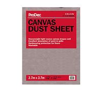 ProDec 12ft x 12ft (3.6m x 3.6m) Cotton Canvas Heavyweight Dust Sheet Drop Cloth For Painting Decorating Covering Floors & Furniture, Absorbs Spills, No Soak Through, DIY & Professional, Reusable