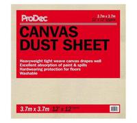 Prodec 12Ft X 12Ft (3.6M X 3.6M) Cotton Canvas Heavyweight Dust Sheet Drop Cloth For Painting Decorating Covering