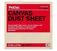 Prodec 12Ft X 9Ft (3.6M X 2.7M) Cotton Canvas Heavyweight Dust Sheet Drop Cloth For Painting Decorating Covering