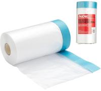 Prodec 180Cm X 25M Pre-Masked Polythene Dust Sheet Roll, Dustproof And Waterproof Ideal For Covering