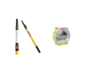 ProDec 2' - 4' Button Lock Fibreglass & Aluminium Extension Pole & ProDec Advance 36mm (1.5 inch) x 50m Low Tack Precision Edge Multi Surface Painters Masking Tape for Razor Sharp Lines