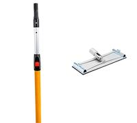 ProDec 4' - 8' Button Lock Fibreglass & Aluminium Extension Pole for Paint Roller Frames,Gives Extended Reach,4 feet - 8 feet Trade Professional Pole & 360 Degree Heavy Duty Swivel Pole Sander Head