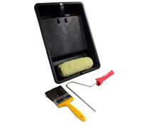 ProDec 9 inch x 1.75" 4 Piece Padded Masonry Roller, Frame, 4" Brush and 11" Tray Set, Heavy Duty Paint Roller Set for Painting with Smooth and Textured Masonry Paints on Exterior Walls, 9"