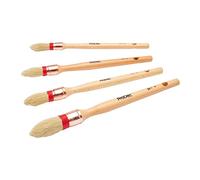 ProDec 4 piece Trade Professional Pointed Pure Bristle Sash Brush Set Ideal for Precise Painting of Sash Windows, Architraves and Other Curved, Moulded or Profiled Surfaces with Gloss and Satin Paints