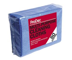 Prodec 50 Pack Multi Purpose Cleaning Cloths Blue White Check Pattern All Surface