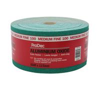 ProDec 50m Roll 100 Grit Medium-Fine Grade Green Aluminium Oxide Abrasive Sanding Paper for Sanding Wood, Paint, Plaster, Filler, Metal and More, 115