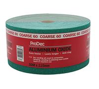 ProDec 50m Roll 60 Grit Coarse Grade Green Aluminium Oxide Abrasive Sanding Paper for Sanding Wood, Paint, Plaster, Filler, Metal and More, 115mm Wide Sandpaper Compatible with Machine Sanders
