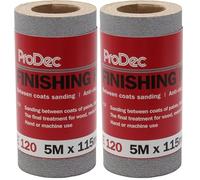 ProDec 5m Roll 120 Grit Coarse Grade Finishing Paper for Sanding Between Coats of Paint or Varnish - 115mm Wide Abrasive Paper Roll Compatible with Machine Sanders & Hand Sanders (Pack of 2)