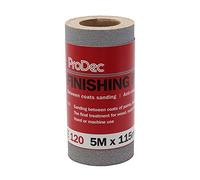 ProDec 5m Roll 120 Grit Coarse Grade Finishing Paper for Sanding Between Coats of Paint or Varnish - 115mm Wide Abrasive Paper Roll Compatible with Machine Sanders & Hand Sanders