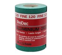 ProDec 5m Roll 120 Grit Fine Grade Green Aluminium Oxide Abrasive Sanding Paper for Sanding Wood, Paint, Plaster, Filler, Metal and More, 115mm Wide Sandpaper Compatible with Machine Sanders