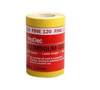 ProDec 5m Roll 120 Grit Fine Grade Yellow Aluminium Oxide Abrasive Sanding Paper for Sanding Wood, Paint, Plaster, Filler, Metal and More, 115mm Wide Sandpaper Compatible with Machine Sanders