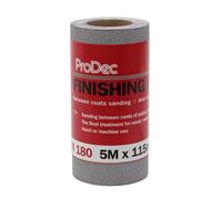 ProDec 5m Roll 180 Grit Medium Grade Finishing Paper for Sanding Between Coats of Paint or Varnish - 115mm Wide Abrasive Paper Roll Compatible with Machine Sanders & Hand Sanders