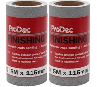 ProDec 5m Roll 320 Grit Extra Fine Grade Finishing Paper for Sanding Between Coats and Automotive Sanding - 115mm Wide Abrasive Paper Roll Compatible with Machine Sanders & Hand Sanders (Pack of 2)