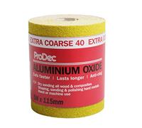 ProDec 5m Roll 40 Grit Extra Coarse Grade Yellow Aluminium Oxide - Plaster | Abrasive Sanding Paper for Sanding Wood, Paint - Filler, Metal and More, 115mm Wide Sandpaper Compatible with Machine Sanders