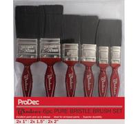 ProDec 6 piece Windsor Trade Professional Pure Bristle Paint Brush Set for Painting with Emulsion, Gloss and Satin Paints on Walls, Ceilings, Wood and Metal, Contains 2x 1, 2x 1.5, 2x 2 inch Brushes