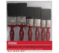 ProDec 6 piece Windsor Trade Professional Pure Bristle Paint Brush Set for Painting with Emulsion, Gloss and Satin Paints on Walls, Ceilings, Wood and Metal, Contains 2x 1, 2x 1.5, 2x 2 inch Brushes