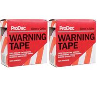 ProDec 60mm x 200m (2.5" x 650 ft) Non-Adhesive Red and White Chevron Hazard Warning Barrier Tape for Highlighting Restricted Areas and Obstacles, Supplied in Dispenser Box (Pack of 2)